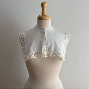 Vintage Cotton & Lace Square Collar Yoke with Buttons